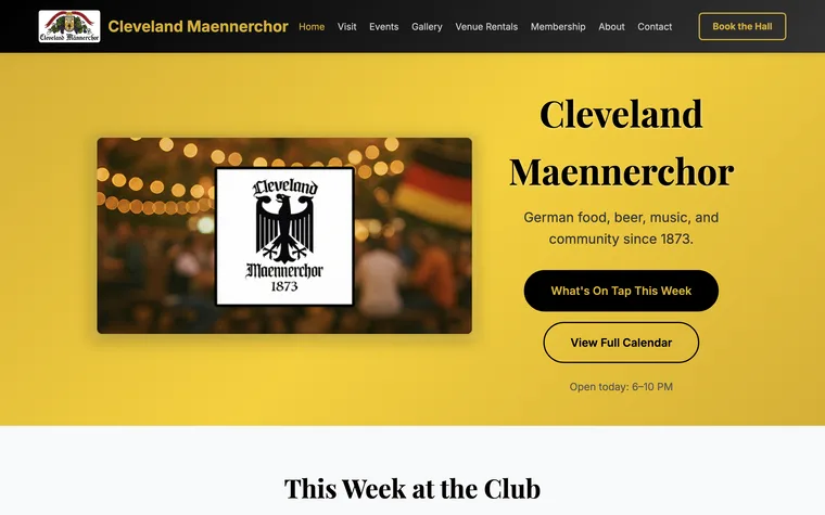 Screenshot of the Cleveland Maennerchor website